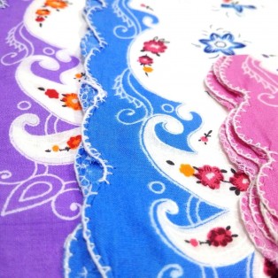 Set of 3 Ladies Women's Floral Flower Cotton Handkerchief Hankies - 13" x 13" - 8